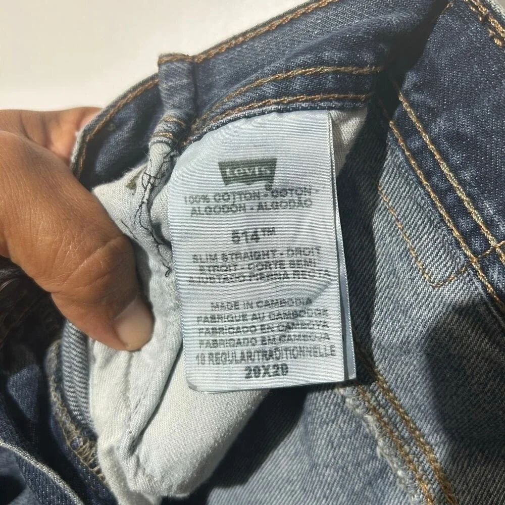 Levi's 514 Slim Straight Washed Dark Blue Jeans Men's Size 29x29‎